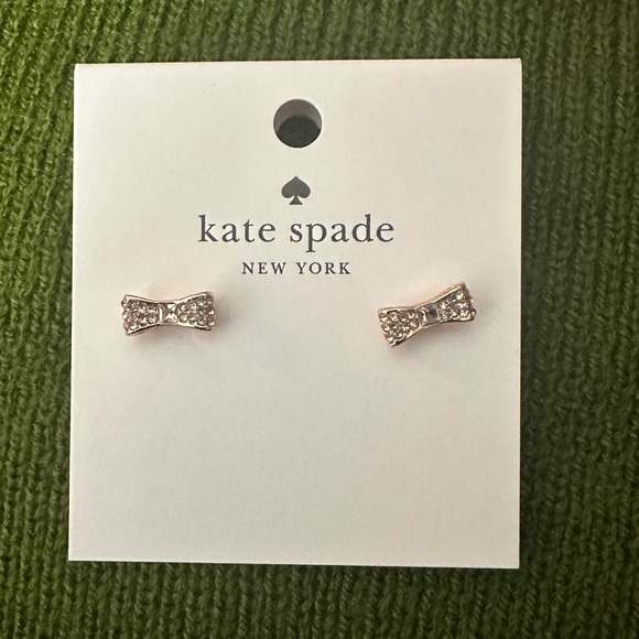 kate spade Jewelry - NWT Kate Spade Ready Set Bow Pave Bow Studs, Clear/Rose Gold